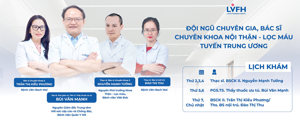 Đội ngũ chuyên gia Thận - Lọc máu tuyến Trung ương Bệnh viện Lạc Việt